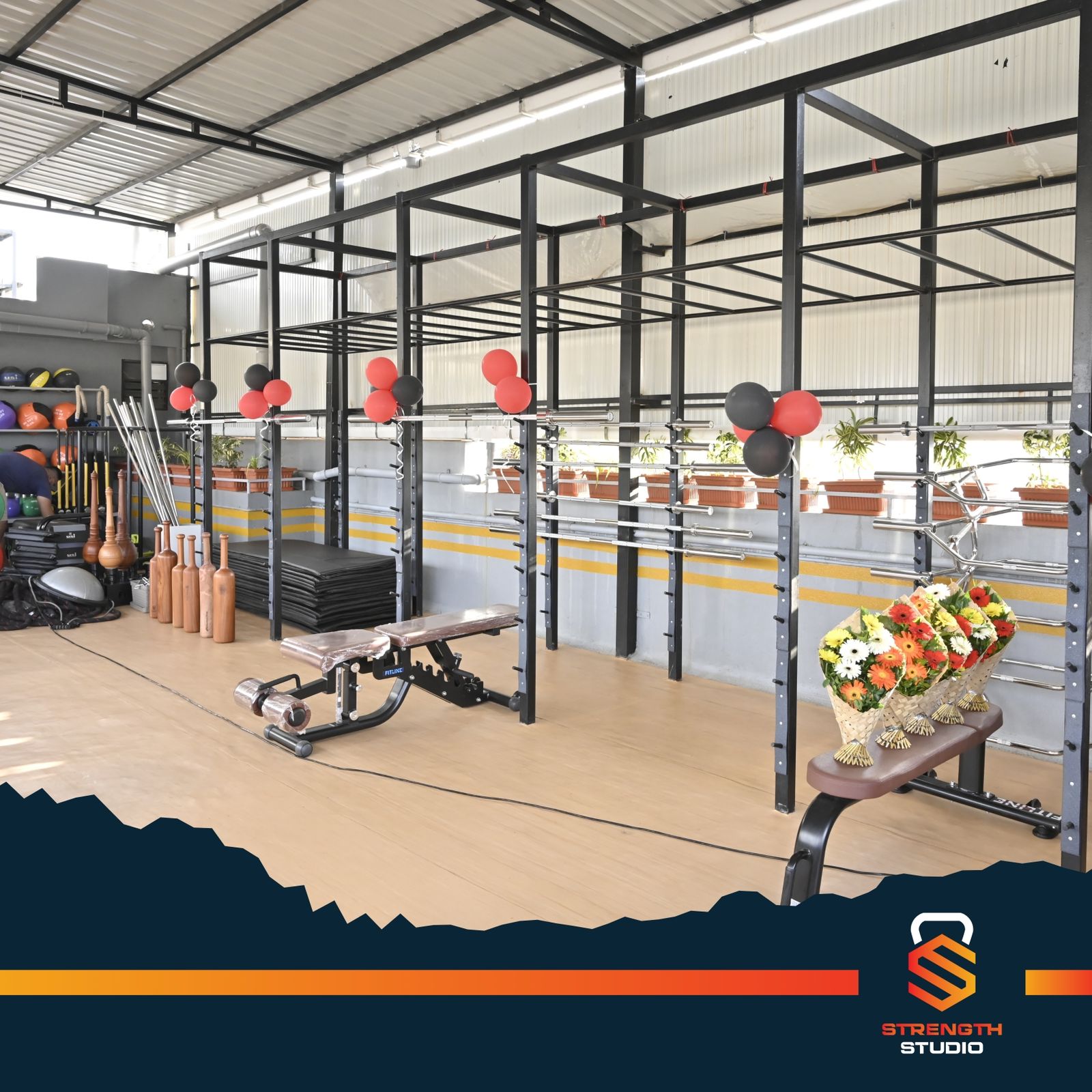 Free weights area with complete dumbbell collection at Strength Studio Belagavi Karnataka